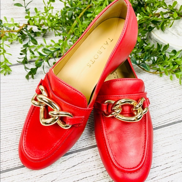 Talbots Shoes - Talbots Red with Gold Colored Accent Loafers 5